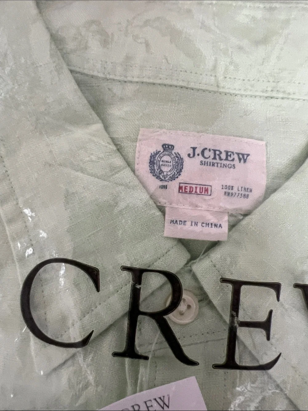 J. Crew Light Green 100% Linen Button-Down Shirt